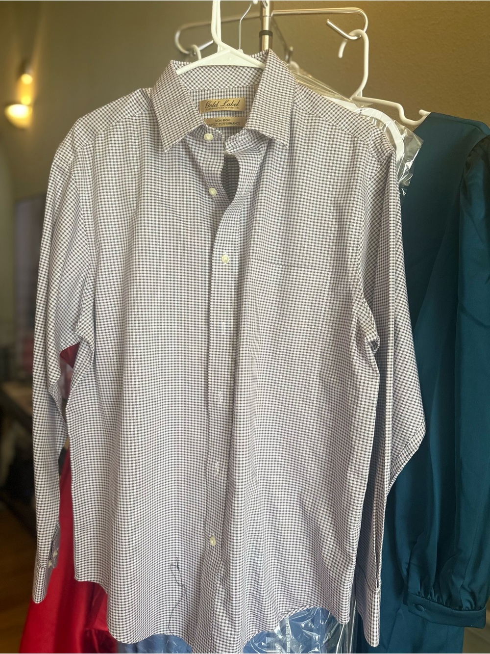Classic Micro-Check Dress Shirt - White & Navy
